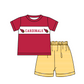 ( Moq 5 ) Baby Boys Toddler Short Sleeves Red Tops Stripes Shorts Team Summer Set