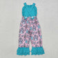 Baby Girl Christmas Soldier Straps Blue Ruffle Jumpsuit