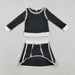 Baby Girls Kids Black Long Sleeve Shirt Skirts Shorts Yoga Clothes Set RTS