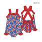 ( Moq 5 )  Preorder Baby Girls Infant Bows Stars 4th of July Ruffle Bubble Romper