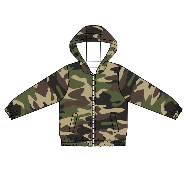 Baby Boy Kids Long Sleeves Camo Hoodie Zipper Shirt Coat Moq 5