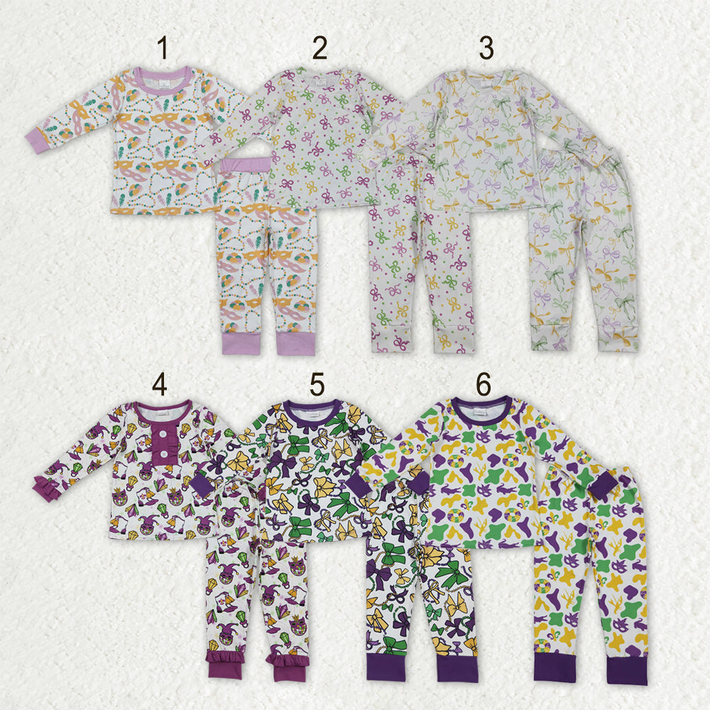 Sibling Baby Boys Girls Long Sleeves Shirts Pants Sets Pajamas Mardi Gras  Clothes RTS