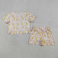Baby Girls Toddler Short Sleeves Ducks Flower Shirt Scallop Shorts Summer Set RTS