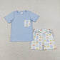 BSSO0525 Easter Baby Boy Short Sleeves Pocket Shirt Eggs Shorts Set