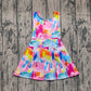 Baby Girl Sleeveless Tie Dye Yoga Active Shorts Skort Knee Length Dress RTS
