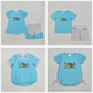 Baby Boy Girl Kids Short Sleeves Embroidery Animals Sibling Summer Blue Romper Clothes Set RTS