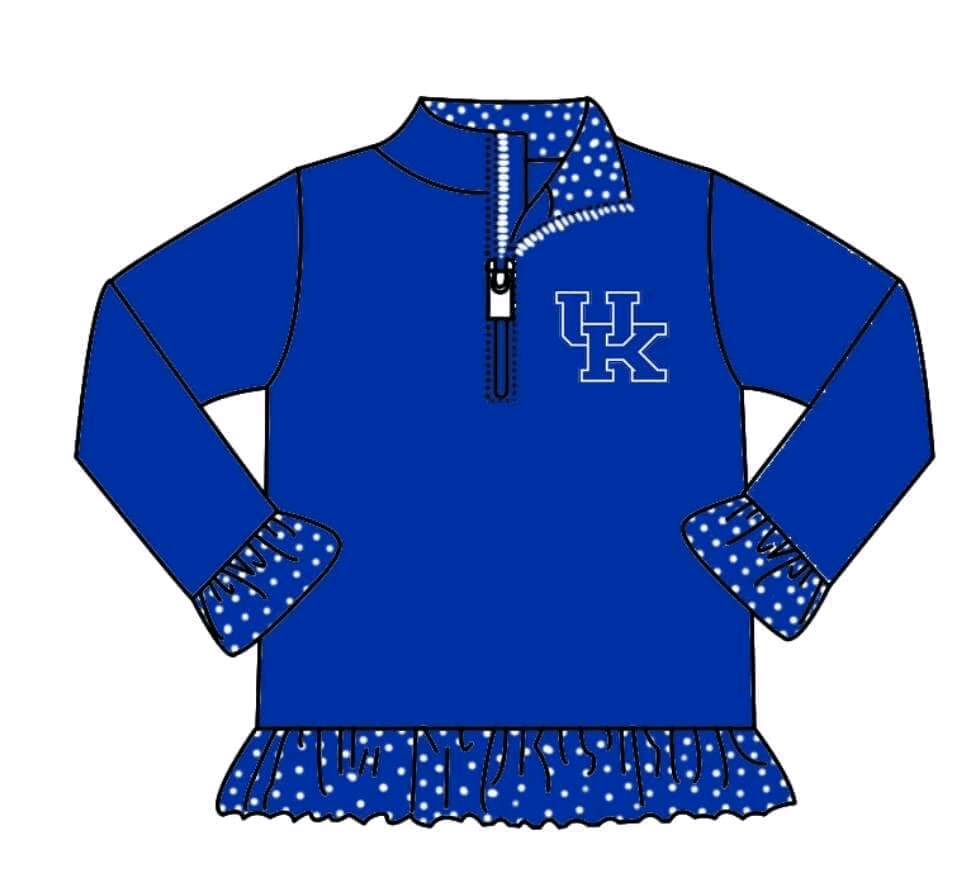 Baby Girl UK Long Sleeves Blue Team Zipper Pullover Tops