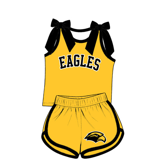 ( Moq 5 ) Baby Girls Kids Sleeveless Bows Shirt Shorts Team Set Clothes