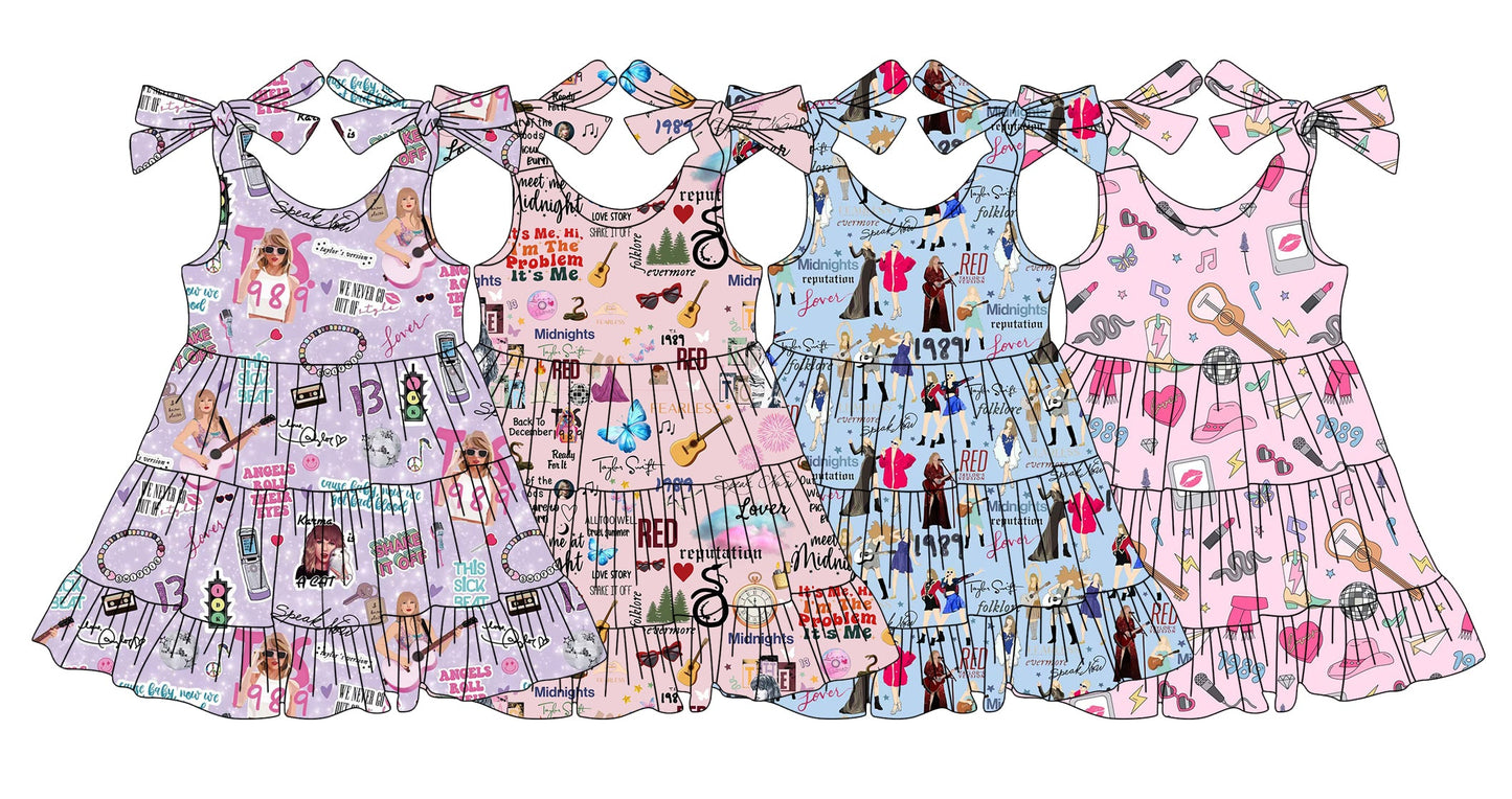 Baby Girl Bows Straps Singer Sibling Dress ( Moq 5 Each Style ) 3.15