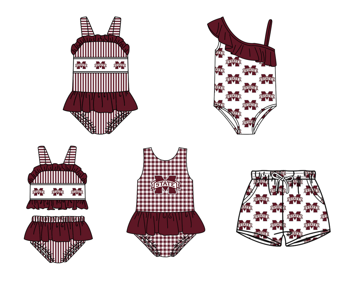 ( Moq 5 Each Style ) Baby Boys Girls Stripes Sibling Team Sets Swimsuits Clothes