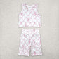 Baby Girl Sleeveless Pink Bow Tops Shorts Yoga Active Wear Clothes Set RTS