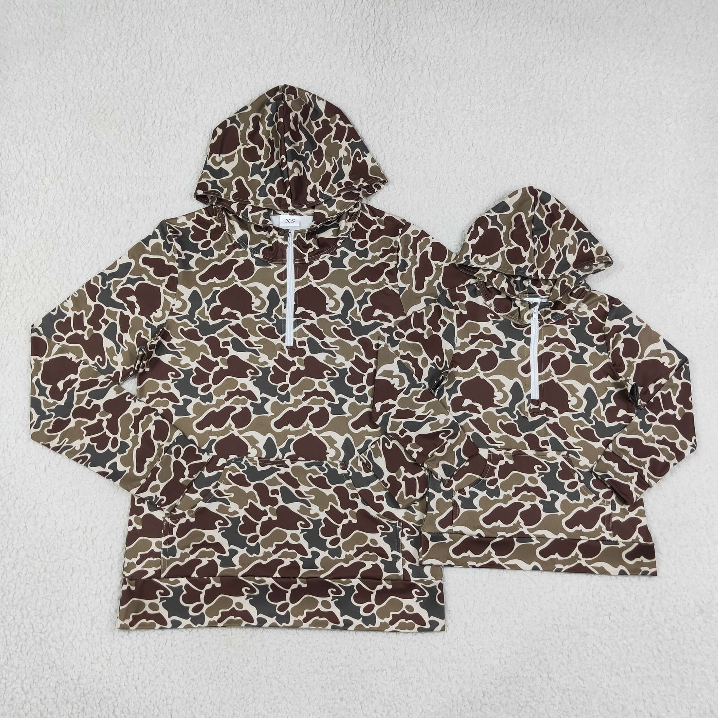 Sibling Baby Boys Adult Woman Camo Zipper Hoodie Pockets Hunting Pullovers Shorts RTS