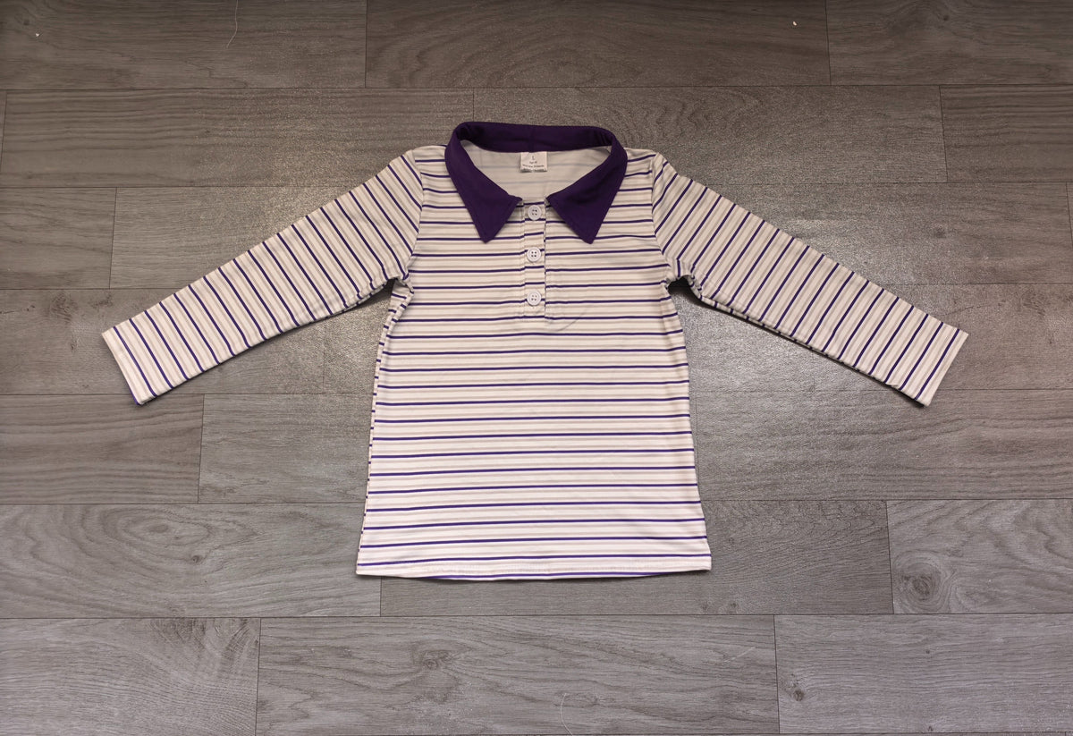 ( No moq ) Preorder Baby Boys Toddler Long Sleeves Mardi Gras Stripes Buttons Shirt Tops Clothes