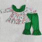 Promotion 6 A0-12 Christmas tree cakes tunic green pants girl set