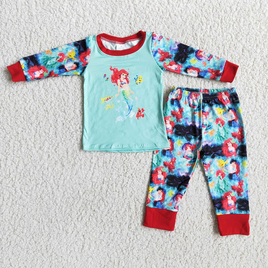 Promotion 6 A1-11 Baby Girl Long Sleeves Shirt Pants Outfit Princess Pajamas