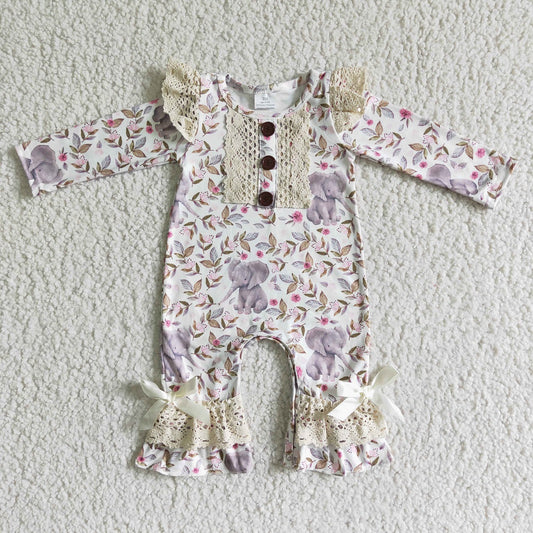 Promotion 6 A1-26 Baby Girl Elephant Lace Romper