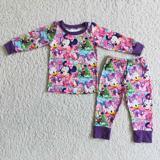 Promotion 6 A1-4 Baby Girl Long Sleeves Shirt Pants Outfit Mouse Pajamas