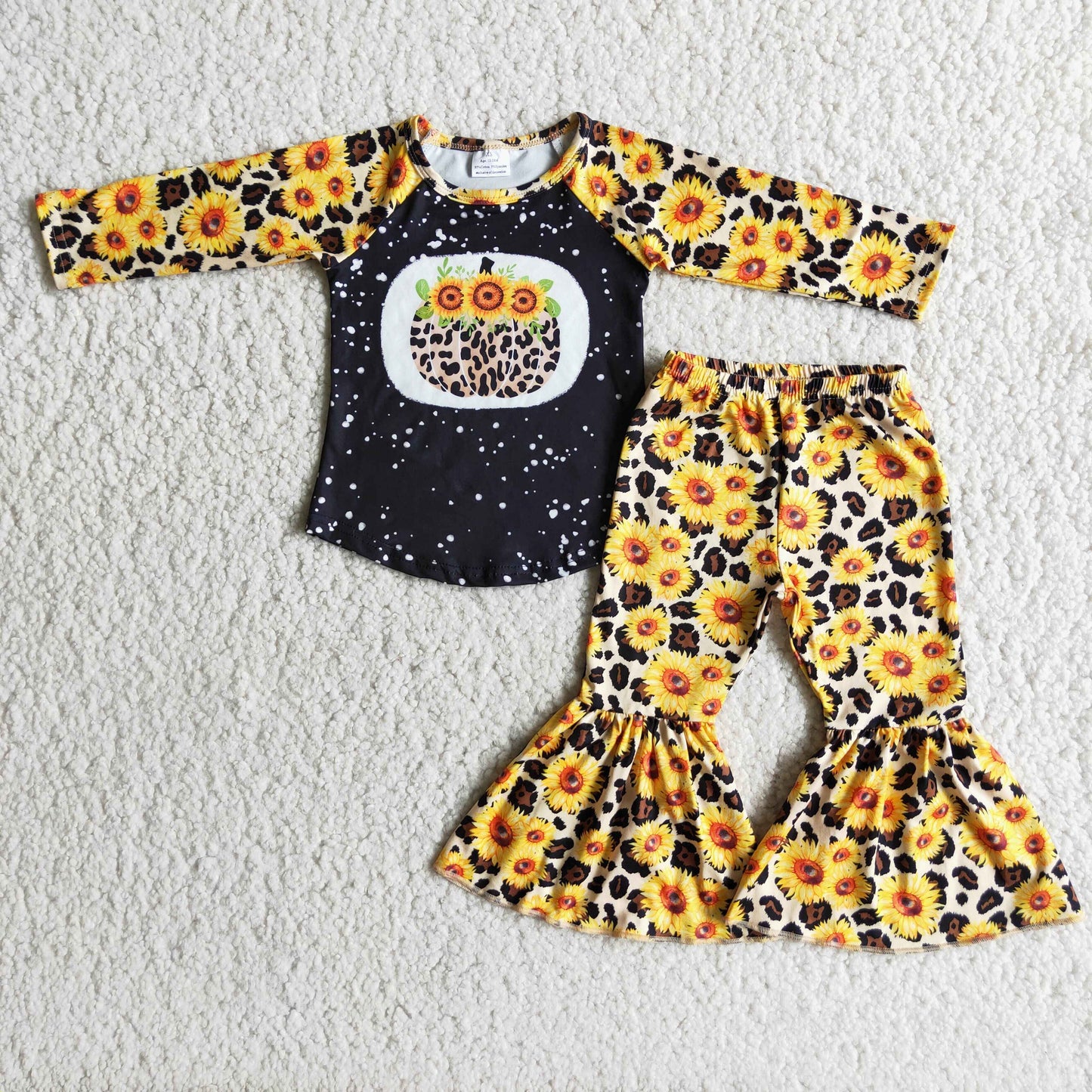 Promotion Baby Girl Pumpkin Sunflower Leopard Bell Pants Outfit