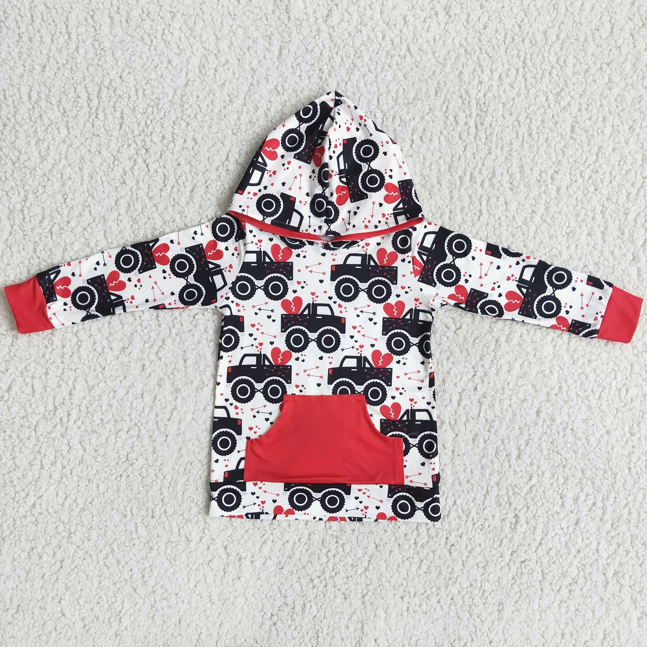 Promotion 6 A11-20 Baby Girl Tractor Heart hoodie Valentine's Shirt