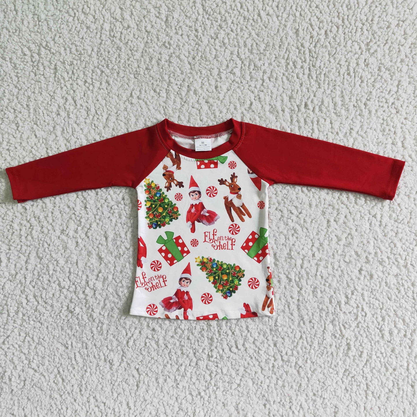 Promotion Baby Boy Red Long Sleeves Christmas Tops Shirt RTS