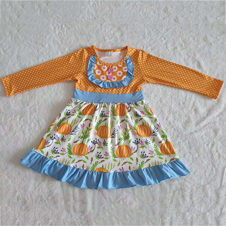 Promotion Baby Girl Pumpkin Long Sleeves Dress