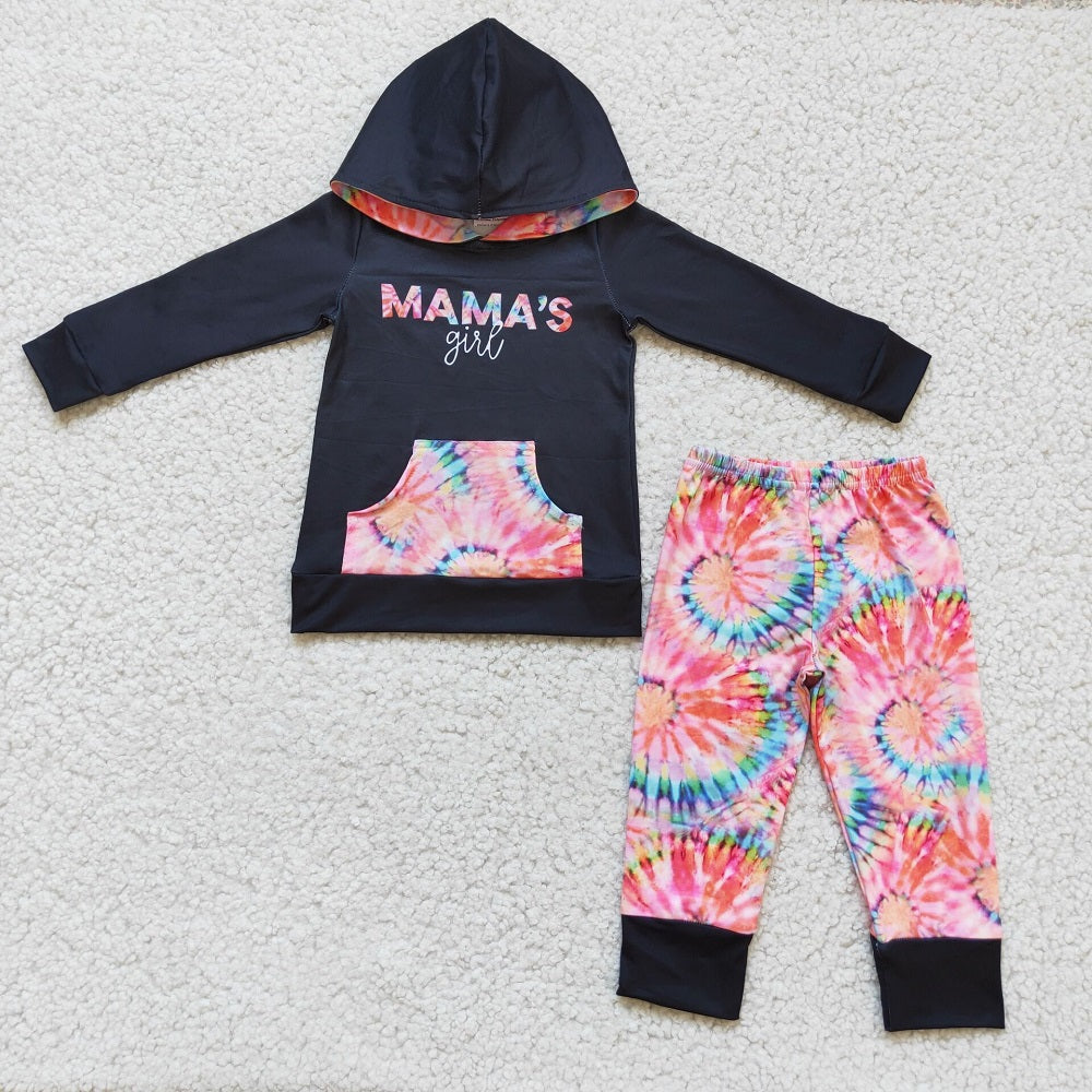 Promotion 6 A14-17 Baby Girl Long Sleeves Mama's Girl Hoodie Pants Outfit