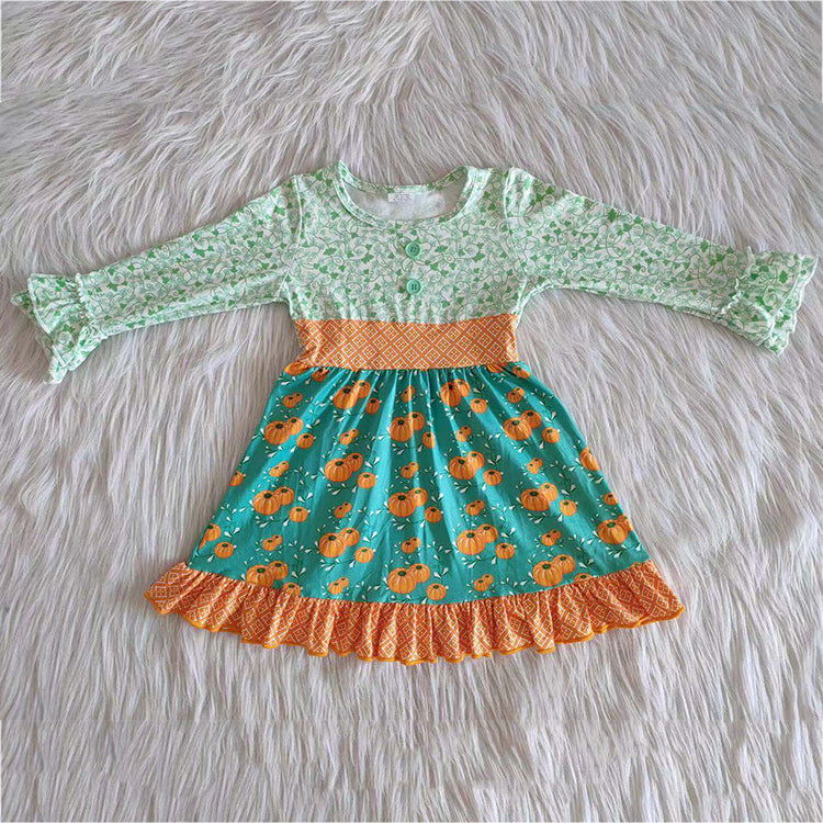 Promotion Baby Girl Pumpkin Long Sleeves Dress