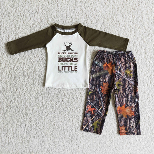 Promotion Baby Boy Long Sleeves Deer Camo Pants Outfit