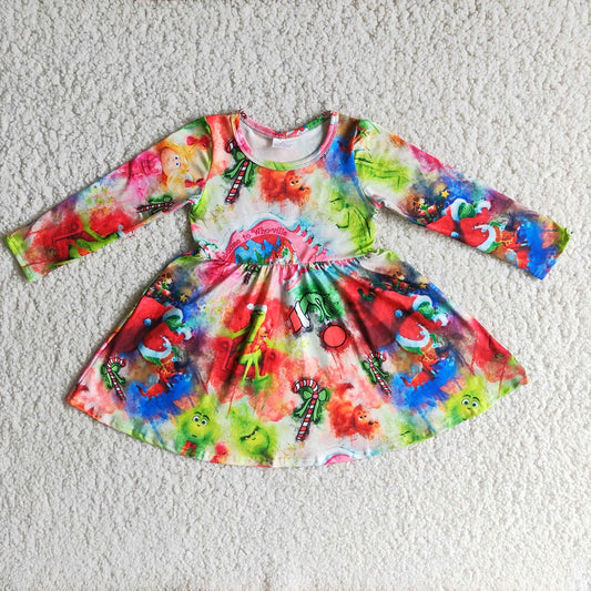 Promotion 6 A15-3 Baby Girl Christmas Face Twirl Dress