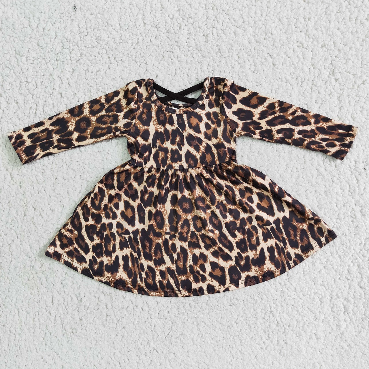 Promotion 6 A15-30 Baby Girl Long Sleeves Leopard Twirl Dress