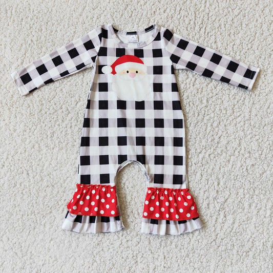 Promotion 6 A15-5 Baby Girl Christmas Santa Plaid Romper