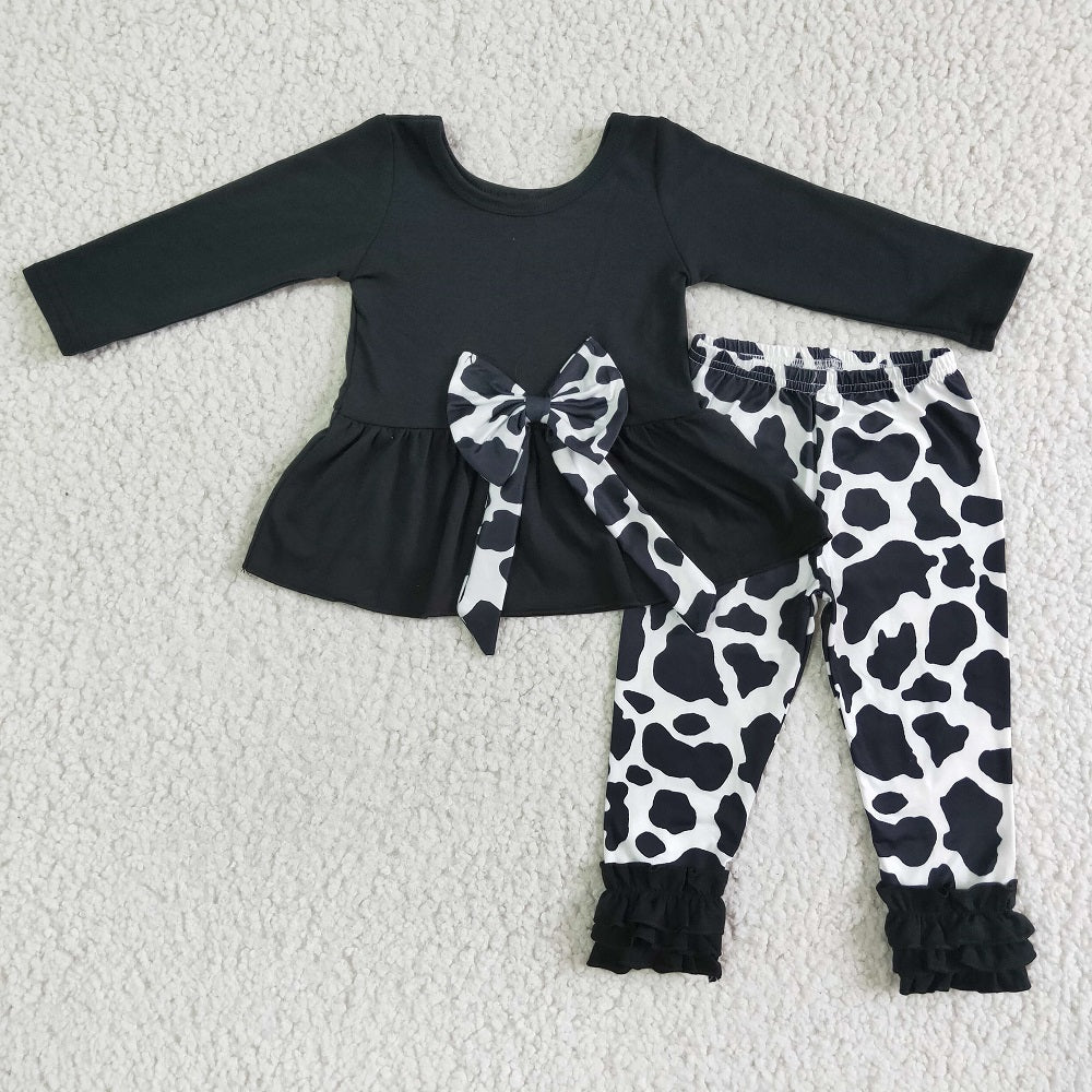 Promotion 6 A16-26 Baby Girl Cow Print Pants set