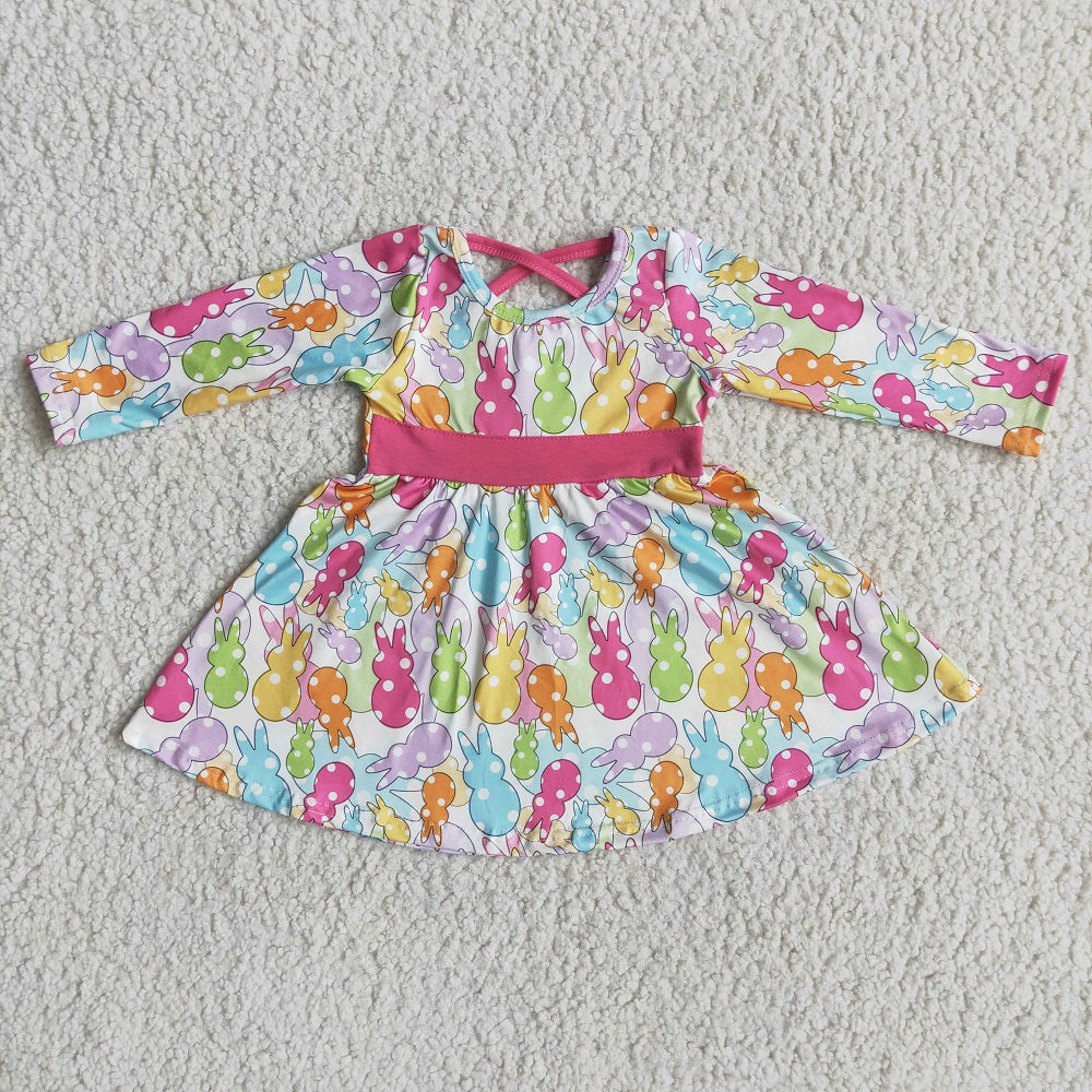 Promotion 6 A18-1 Easter Baby Girl Rabbits Twirl Dress