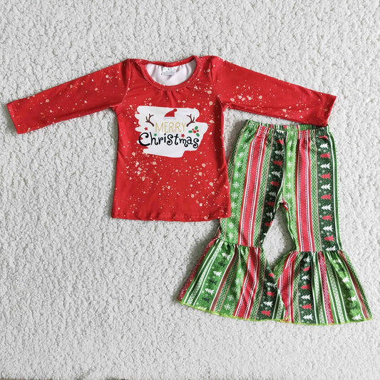 Promotion Baby Girl Long Sleeves Christmas Bell Pants Outfit