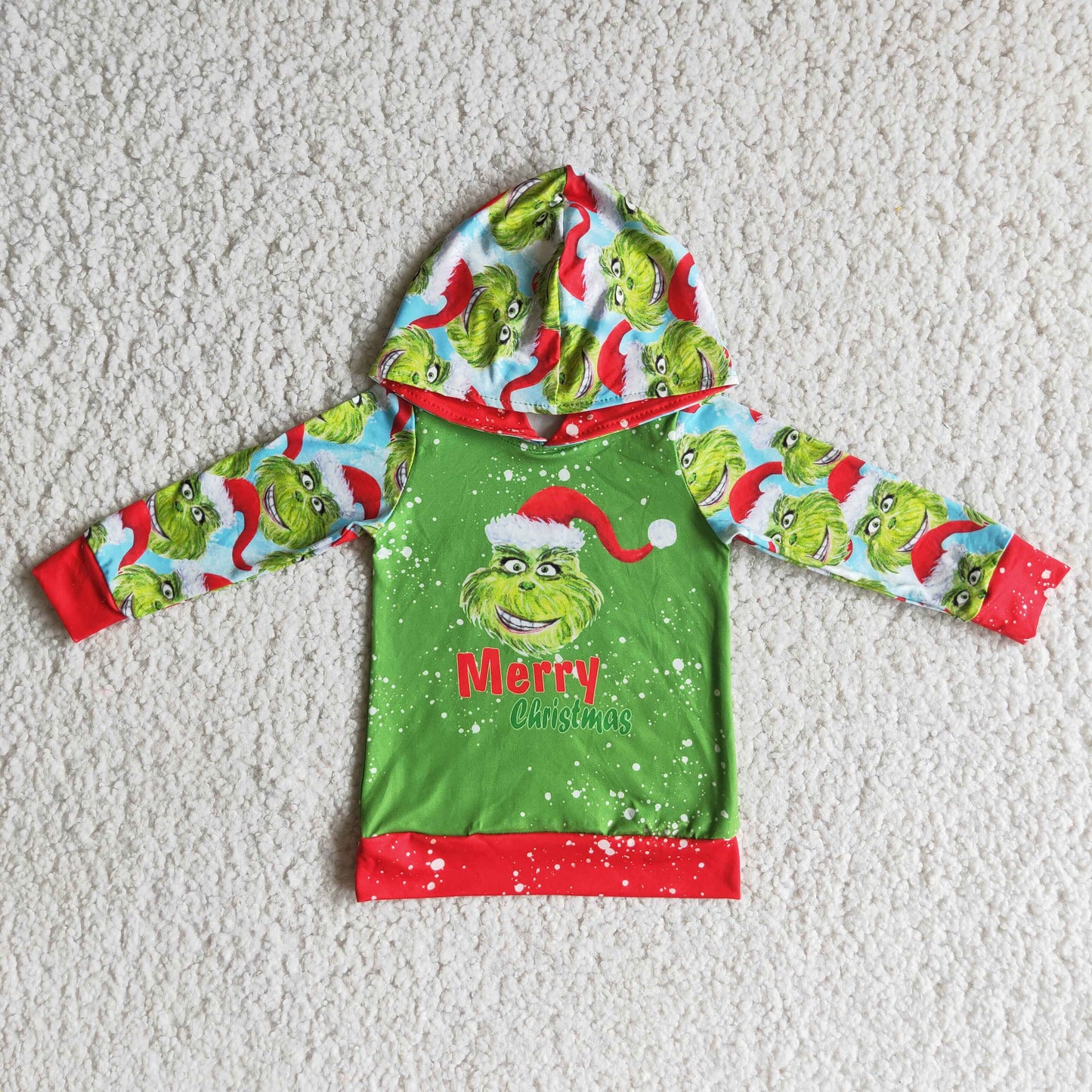Promotion Baby Boys Green Face Hoodie Christmas Shirt Tops RTS