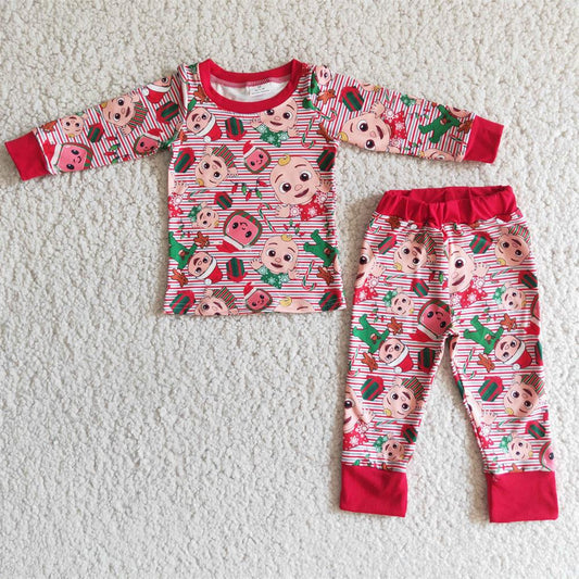 Promotion Christmas Baby Boy Long Sleeves Shirt Pants Melon Pajamas Outfit