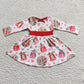 Promotion Baby Girl Long Sleeves Cartoon Valentine's Day Twirl Dress RTS