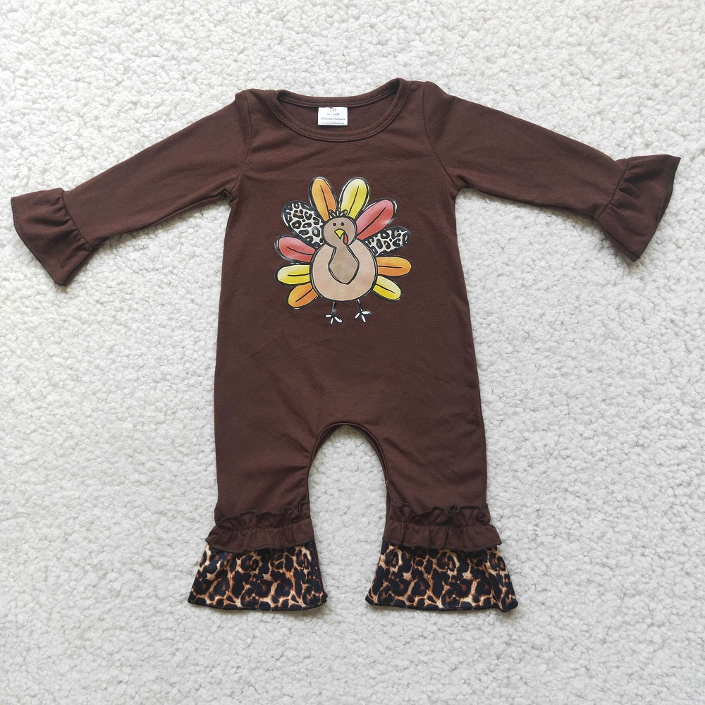 Promotion 6 A2-6 Baby Girl turkey Brown Thanksgiving Romper