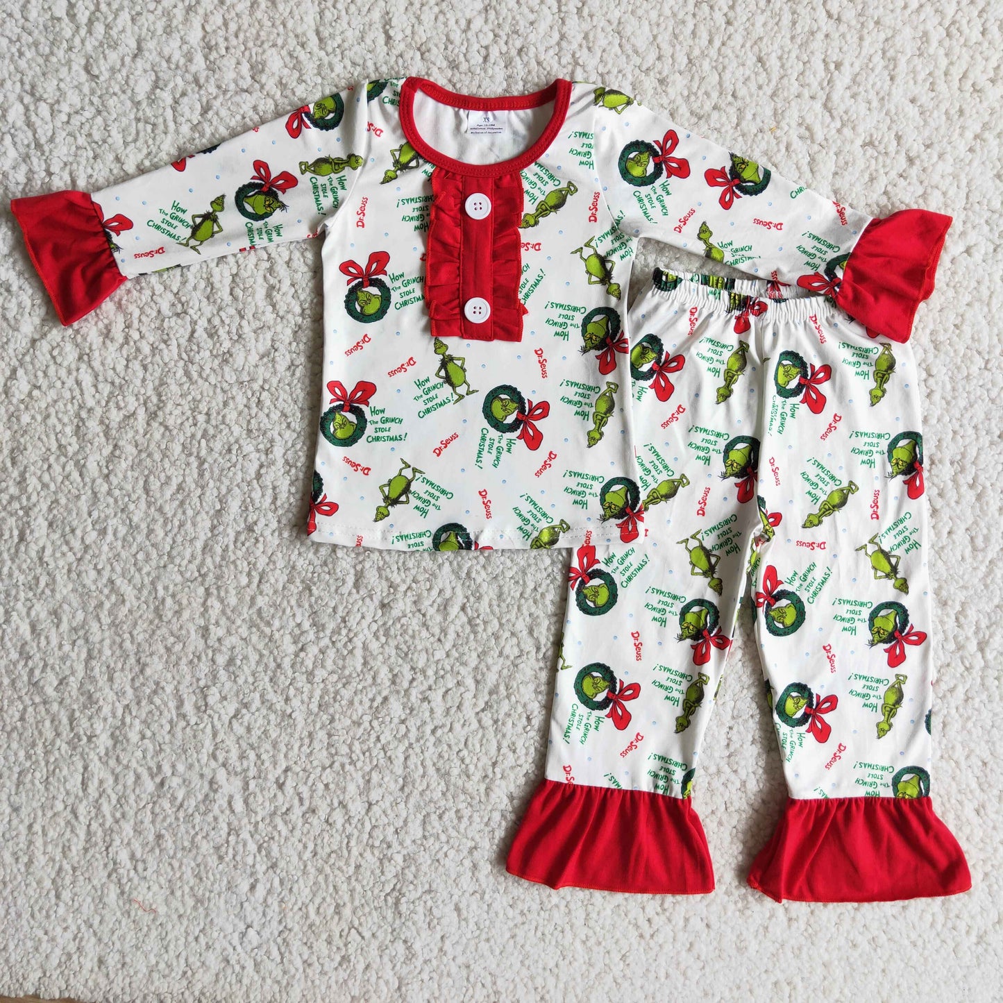 Promotion Baby Girls Christmas Face Pajamas Outfit RTS