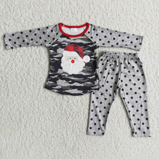 Promotion 6 A23-13 Baby Girl Christmas Santa Long Sleeves Shirt Pants Pajamas Outfit