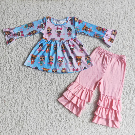 Promotion 6 A24-19 Baby Girl Doll Long Sleeves Bell Pants Outfit