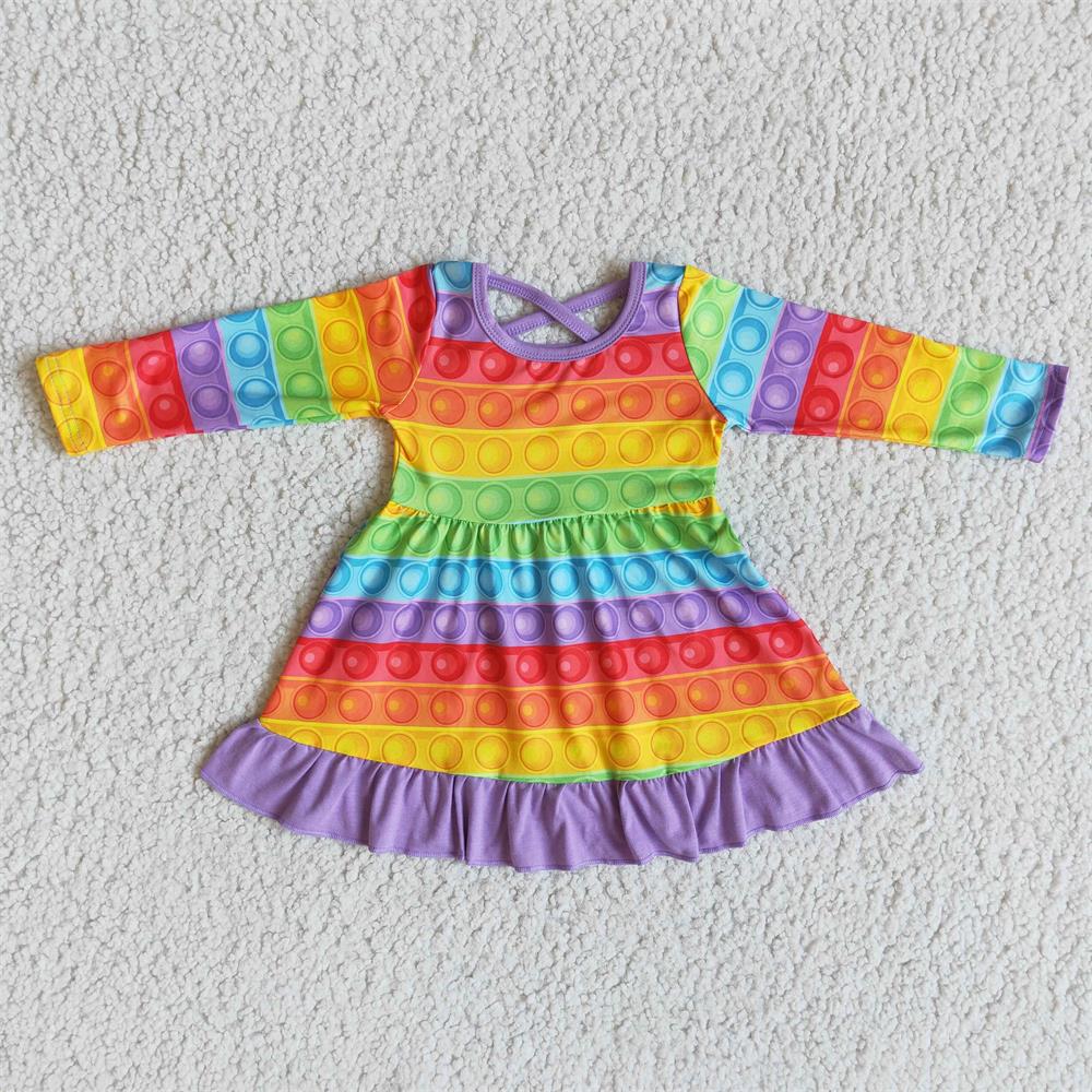 Promotion Baby Girl Long Sleeves Colorful Dress