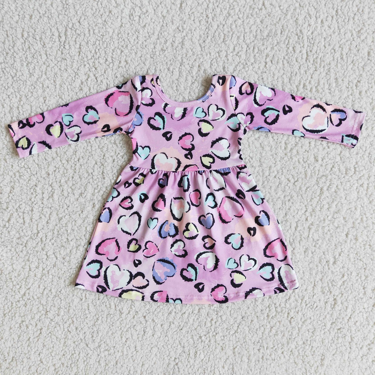 Promotion 6 A25-18 Baby Girl Valentine's Day Hearts Long Sleeves Dress