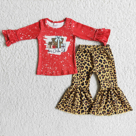 Promotion 6 A26-12 Baby Girl Christmas Leopard Bell Pants Outfit