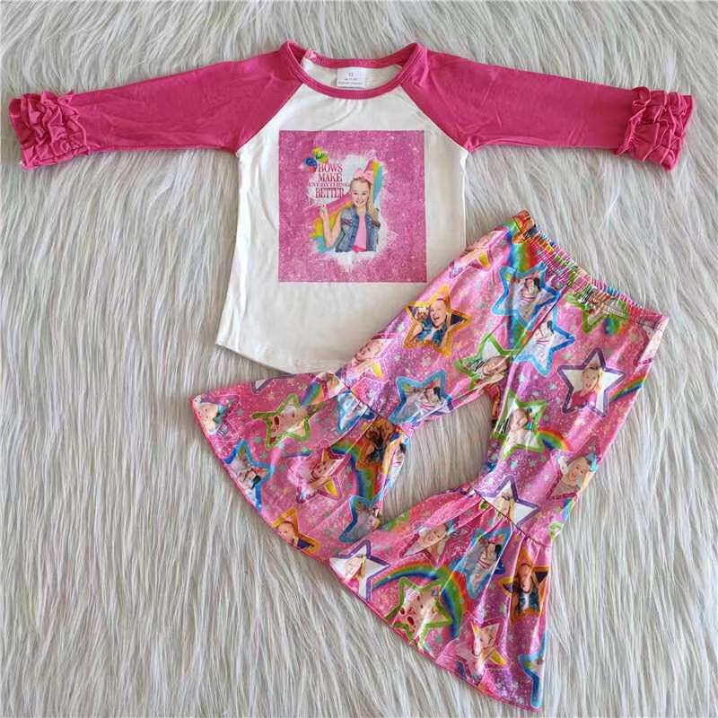 Promotion Baby Girl Long Sleeves Bell Pants Outfit