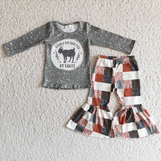 Promotion 6 A28-4 Baby GirlGoats Patchwork Bell Pants Outfit