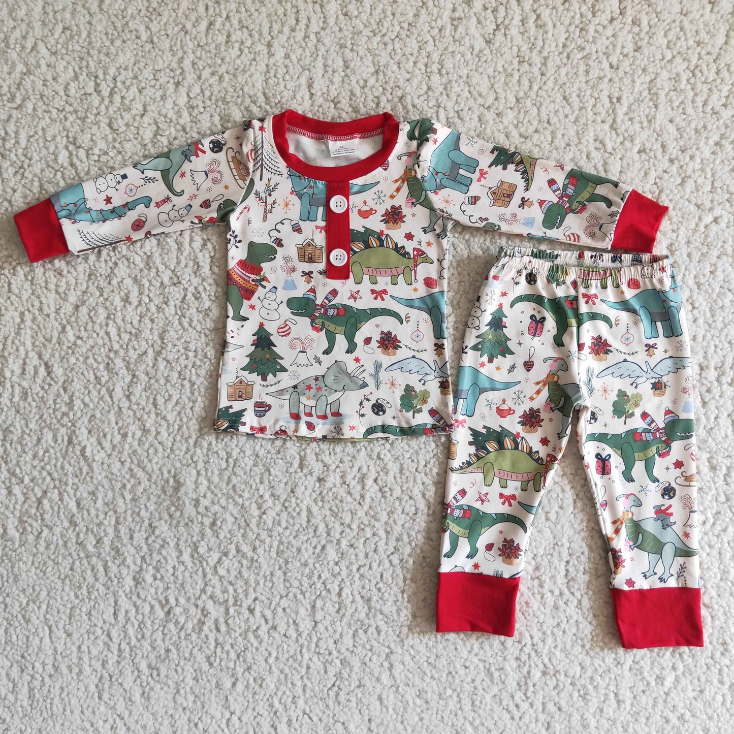 Promotion 6 A3-27 Christmas Baby Boy Long Sleeves Dinosaurs Pants Outfit Pajamas