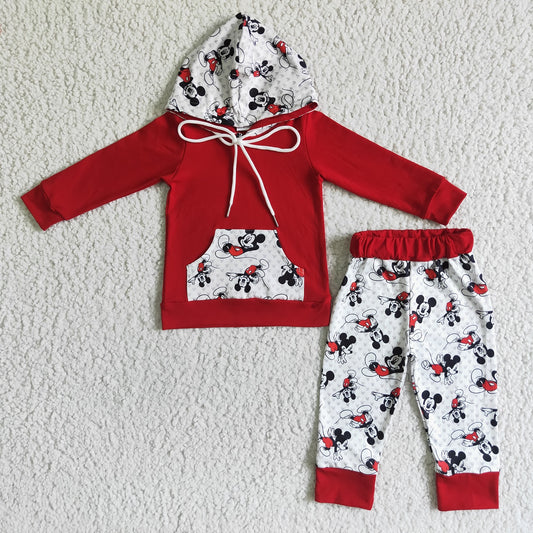 Promotion 6 A30-12 Baby Boy Long Sleeves Hoodie Shirt Pants Mouse Set