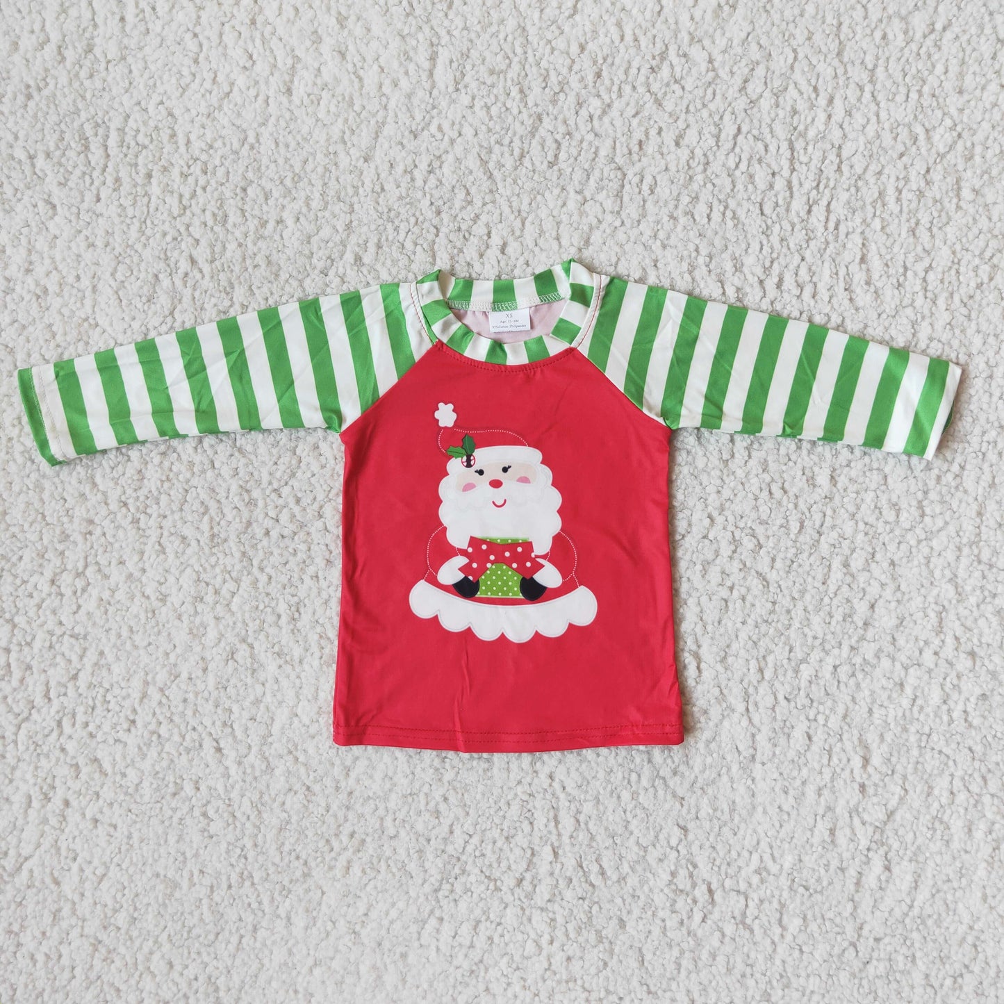 Promotion Baby Boy Stipes Long Sleeves Christmas Santa Shirt Tops RTS