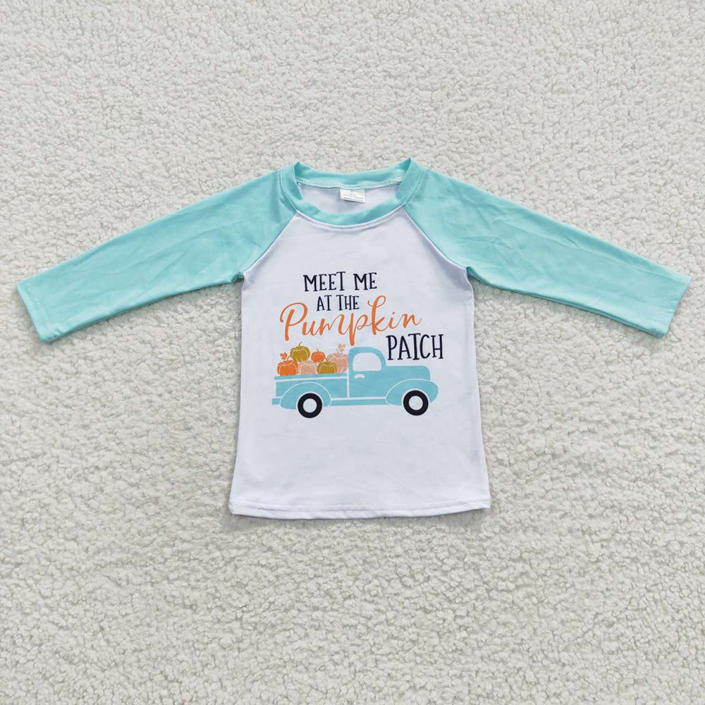 Promotion 6 A32-3 Baby Boy Pumpkin Truck Tops Shirt